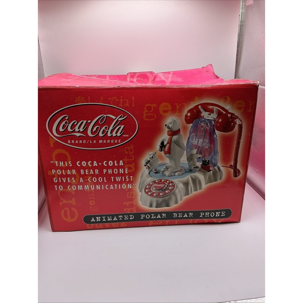Vintage 2000 Coca Cola Animated Polar Bear Phone Coke Soda Telephone